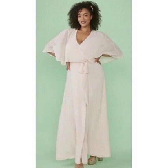 Modcloth Gown Blush Pink Chiffon Size Medium Wrap Dress Queen of Eden Maxi NEW - Picture 14 of 15